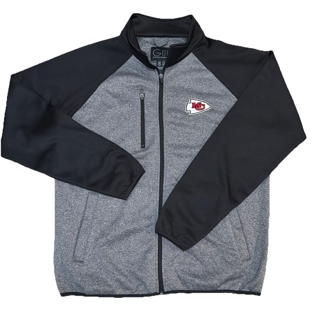 G III By Carl Banks Men's Kansas City Chiefs Full Zip Large Black Gray Jacket